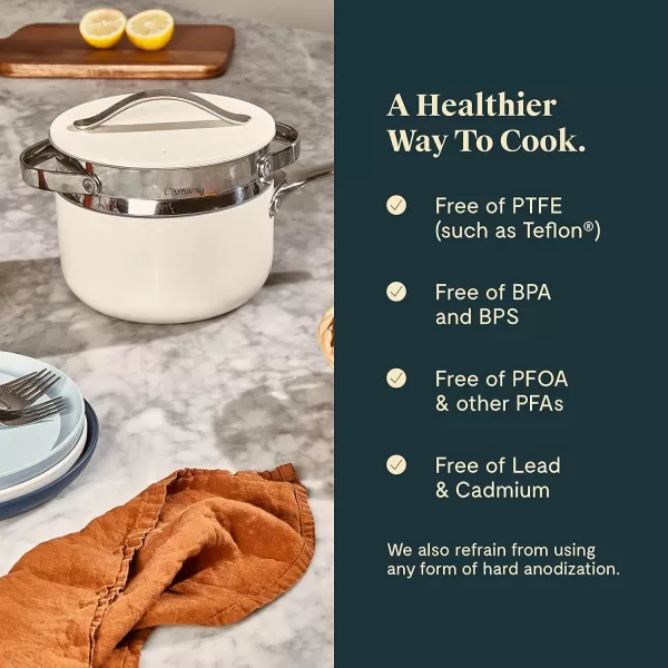 imageCaraway Steamer  Stainless Steel Steamer with Handles  Non Stick Non Toxic Coating  Steam Veggies Seafood and More  Compatible With Our Dutch Oven or Sauce Pan  SmallSmall