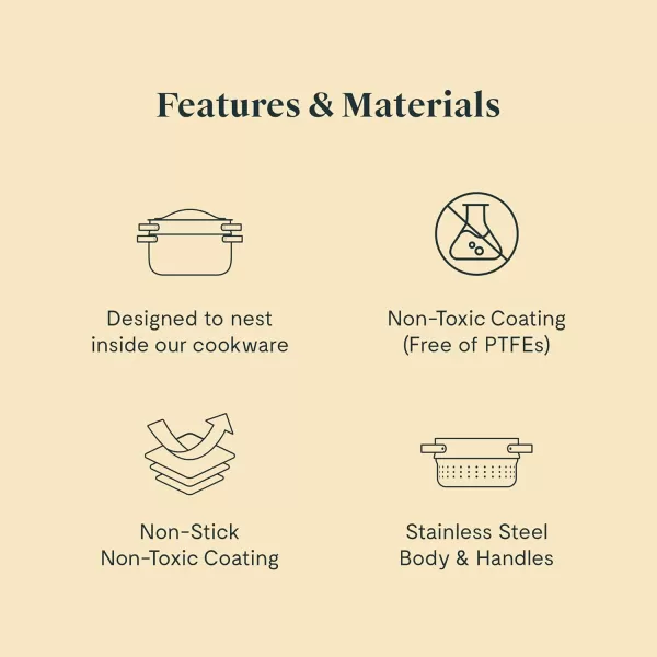 imageCaraway Steamer  Stainless Steel Steamer with Handles  Non Stick Non Toxic Coating  Steam Veggies Seafood and More  Compatible With Our Dutch Oven or Sauce Pan  SmallSteamer Duo