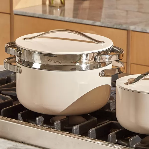 imageCaraway Steamer  Stainless Steel Steamer with Handles  Non Stick Non Toxic Coating  Steam Veggies Seafood and More  Compatible With Our Dutch Oven or Sauce Pan  SmallLarge