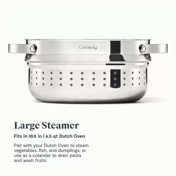 imageCaraway Steamer  Stainless Steel Steamer with Handles  Non Stick Non Toxic Coating  Steam Veggies Seafood and More  Compatible With Our Dutch Oven or Sauce Pan  SmallLarge