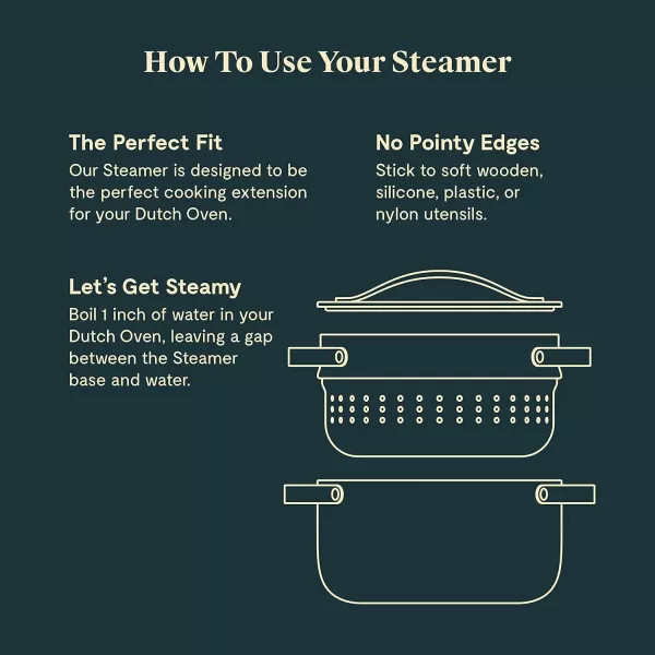 imageCaraway Steamer  Stainless Steel Steamer with Handles  Non Stick Non Toxic Coating  Steam Veggies Seafood and More  Compatible With Our Dutch Oven or Sauce Pan  SmallLarge
