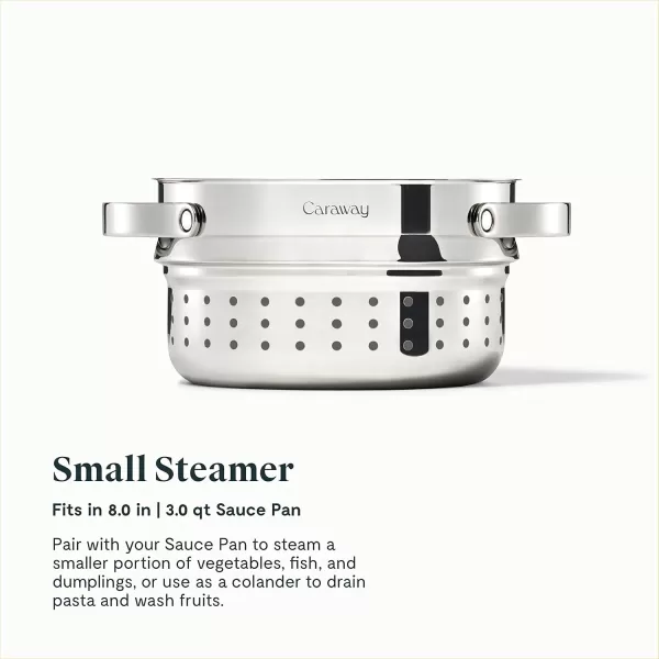 imageCaraway Steamer  Stainless Steel Steamer with Handles  Non Stick Non Toxic Coating  Steam Veggies Seafood and More  Compatible With Our Dutch Oven or Sauce Pan  SmallSmall