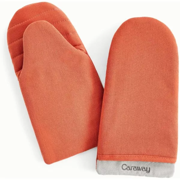 imageCaraway Linen Oven Mitts  100 Organic Cotton Oven Mitt  DoubleLayer ampamp StainResistant Stitching  Safe Handling of Hot Kitchenware  Set of 2  CreamPerracotta