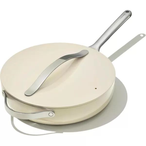 imageCaraway Nonstick Ceramic Saut Pan with Lid 45 qt 118quot  Non Toxic PTFE ampamp PFOA Free  Oven Safe ampamp Compatible with All Stovetops Gas Electric ampamp Induction  NavyCream