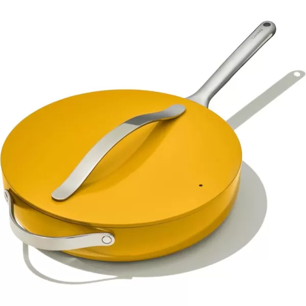 imageCaraway Nonstick Ceramic Saut Pan with Lid 45 qt 118quot  Non Toxic PTFE ampamp PFOA Free  Oven Safe ampamp Compatible with All Stovetops Gas Electric ampamp Induction  NavyMarigold