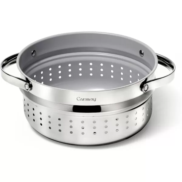 imageCaraway Steamer  Stainless Steel Steamer with Handles  Non Stick Non Toxic Coating  Steam Veggies Seafood and More  Compatible With Our Dutch Oven or Sauce Pan  SmallLarge