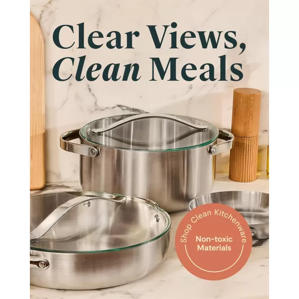 imageCaraway 118quot Glass Lid for Pots and Pans  Made With Tempered Glass  Sized to Fit Caraway CeramicCoated ampamp Stainless Steel Cookware