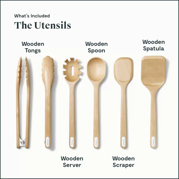 imageCaraway 14Piece Kitchen Prep Set  Kitchen Knife Set ampamp Wooden Utensil Set  Made With Premium German Steel Blades ampamp FSCCertified Birch Wood  NonToxic Materials  Includes Organizer  PerracottaCharcoal