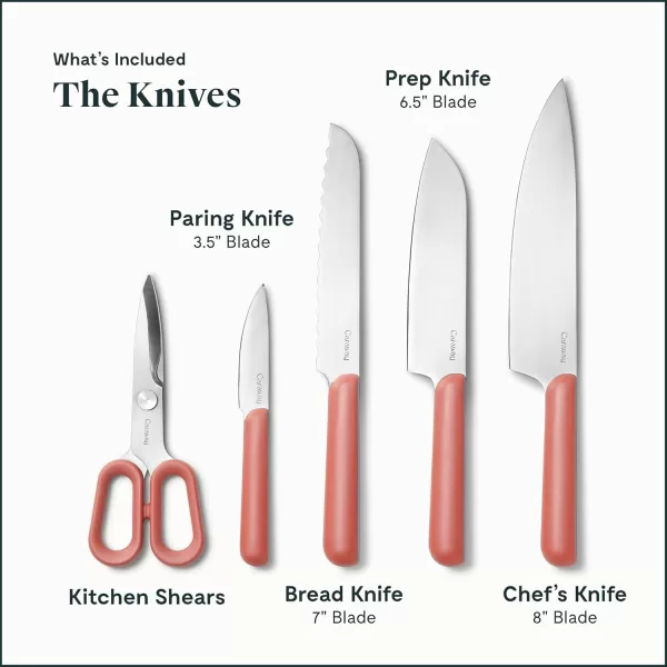 imageCaraway 14Piece Kitchen Prep Set  Kitchen Knife Set ampamp Wooden Utensil Set  Made With Premium German Steel Blades ampamp FSCCertified Birch Wood  NonToxic Materials  Includes Organizer  PerracottaPerracotta