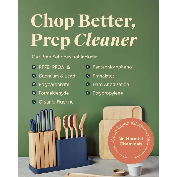 imageCaraway 14Piece Kitchen Prep Set  Kitchen Knife Set ampamp Wooden Utensil Set  Made With Premium German Steel Blades ampamp FSCCertified Birch Wood  NonToxic Materials  Includes Organizer  PerracottaGray