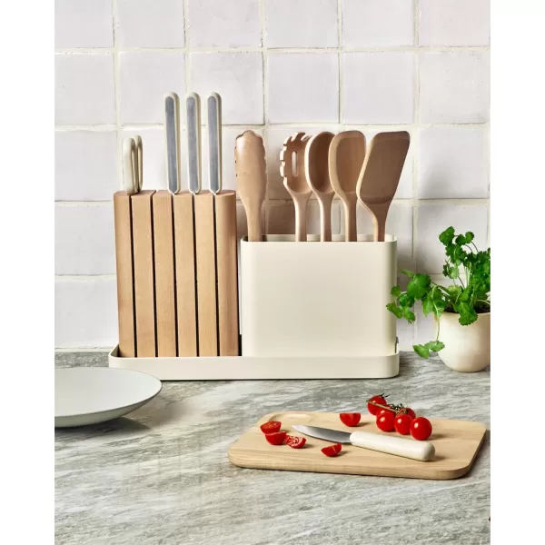 imageCaraway 14Piece Kitchen Prep Set  Kitchen Knife Set ampamp Wooden Utensil Set  Made With Premium German Steel Blades ampamp FSCCertified Birch Wood  NonToxic Materials  Includes Organizer  PerracottaCream