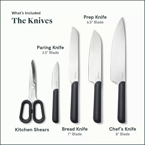 imageCaraway 14Piece Kitchen Prep Set  Kitchen Knife Set ampamp Wooden Utensil Set  Made With Premium German Steel Blades ampamp FSCCertified Birch Wood  NonToxic Materials  Includes Organizer  PerracottaCharcoal