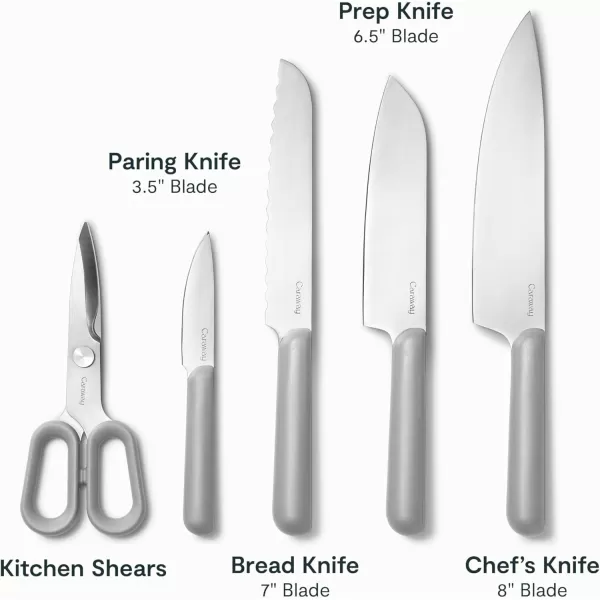 imageCaraway 14Piece Kitchen Prep Set  Kitchen Knife Set ampamp Wooden Utensil Set  Made With Premium German Steel Blades ampamp FSCCertified Birch Wood  NonToxic Materials  Includes Organizer  PerracottaGray
