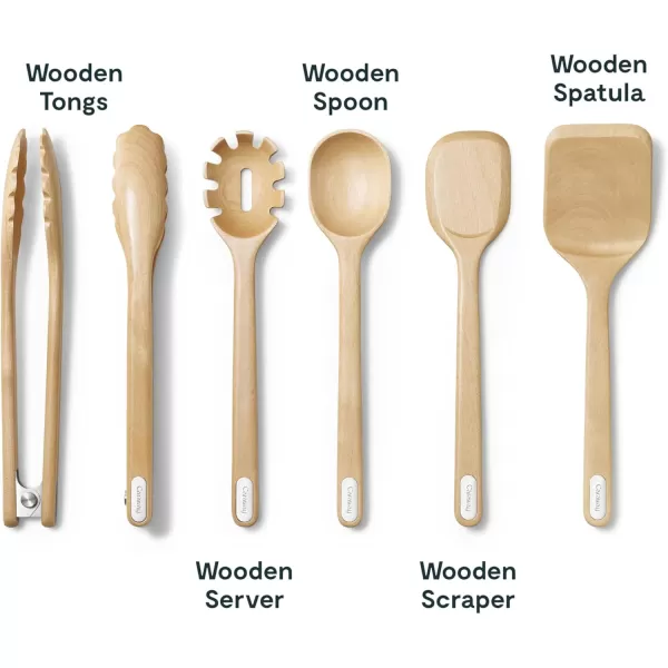 imageCaraway 14Piece Kitchen Prep Set  Kitchen Knife Set ampamp Wooden Utensil Set  Made With Premium German Steel Blades ampamp FSCCertified Birch Wood  NonToxic Materials  Includes Organizer  PerracottaCream