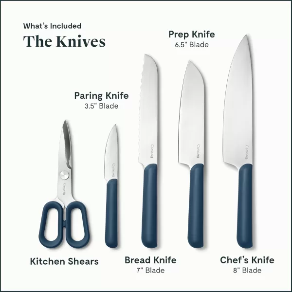 imageCaraway 14Piece Kitchen Prep Set  Kitchen Knife Set ampamp Wooden Utensil Set  Made With Premium German Steel Blades ampamp FSCCertified Birch Wood  NonToxic Materials  Includes Organizer  PerracottaNavy
