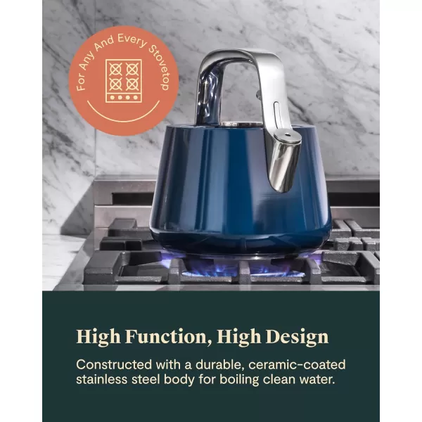 imageCaraway 2 Quart Whistling Tea Kettle  Durable Stainless Steel Tea Pot  Fast Boiling Stovetop Agnostic  NonToxic PTFE ampamp PFOA Free  Includes Pot Holder  NavyMarigold