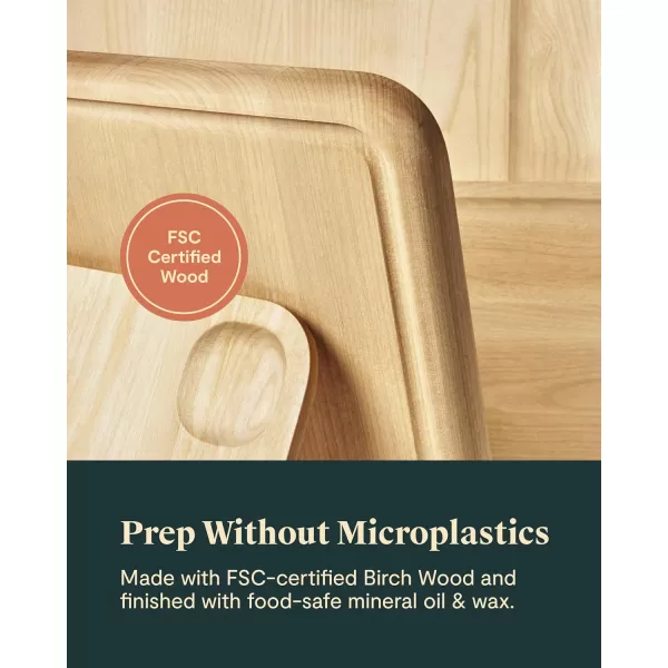 imageCaraway 4Piece Double Sided Wood Cutting Board Set  Made From FSCCertified Birch Wood  Mineral Oil ampamp Wax Finish  3 Sizes  Small Medium ampamp Large  Storage Organizers Included17L x 12W