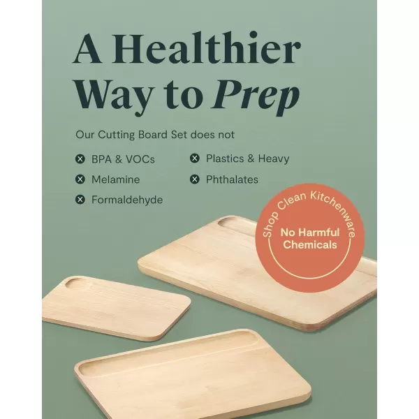 imageCaraway 4Piece Double Sided Wood Cutting Board Set  Made From FSCCertified Birch Wood  Mineral Oil ampamp Wax Finish  3 Sizes  Small Medium ampamp Large  Storage Organizers Included17L x 12W