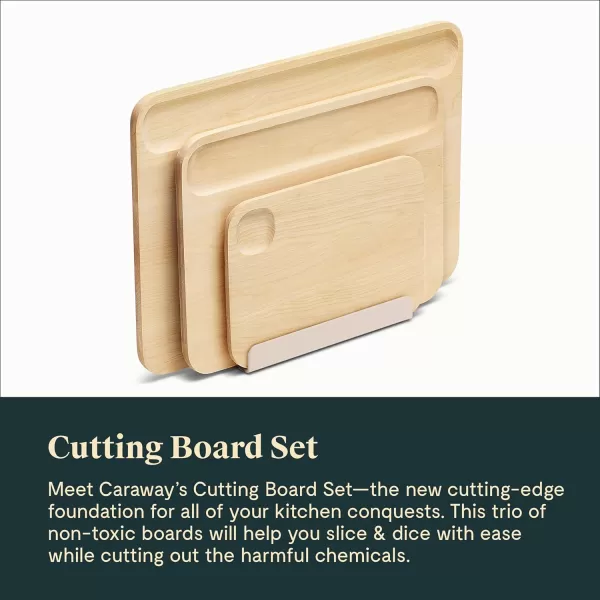 imageCaraway 4Piece Double Sided Wood Cutting Board Set  Made From FSCCertified Birch Wood  Mineral Oil ampamp Wax Finish  3 Sizes  Small Medium ampamp Large  Storage Organizers IncludedCutting Board Set