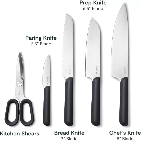 imageCaraway 5 Piece Knife Set  Premium German Steel Blade Kitchen Knives  Ergonomic Handles  No Microplastics  MistCharcoal