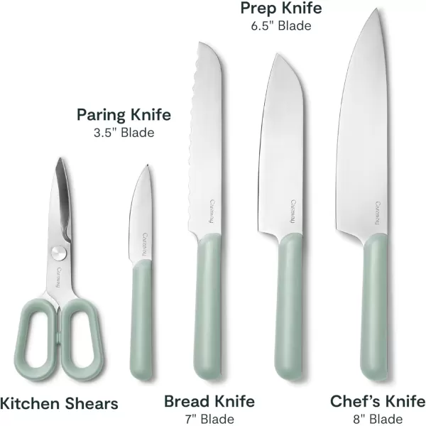 imageCaraway 5 Piece Knife Set  Premium German Steel Blade Kitchen Knives  Ergonomic Handles  No Microplastics  MistMist