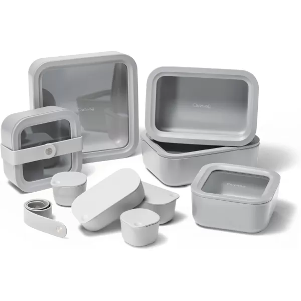 imageCaraway Glass Food Storage 10 Cup Glass Container  Ceramic Coated Food Container  Easy to Store Non Toxic Non Stick Lunch Box Container with Glass Lids Dishwasher Oven ampamp Microwave Safe  MistGray