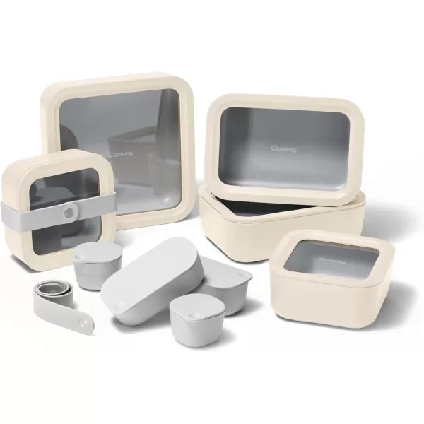 imageCaraway Glass Food Storage 10 Cup Glass Container  Ceramic Coated Food Container  Easy to Store Non Toxic Non Stick Lunch Box Container with Glass Lids Dishwasher Oven ampamp Microwave Safe  MistCream