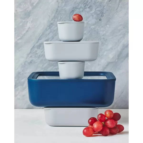imageCaraway Glass Food Storage 10 Cup Glass Container  Ceramic Coated Food Container  Easy to Store Non Toxic Non Stick Lunch Box Container with Glass Lids Dishwasher Oven ampamp Microwave Safe  MistNavy