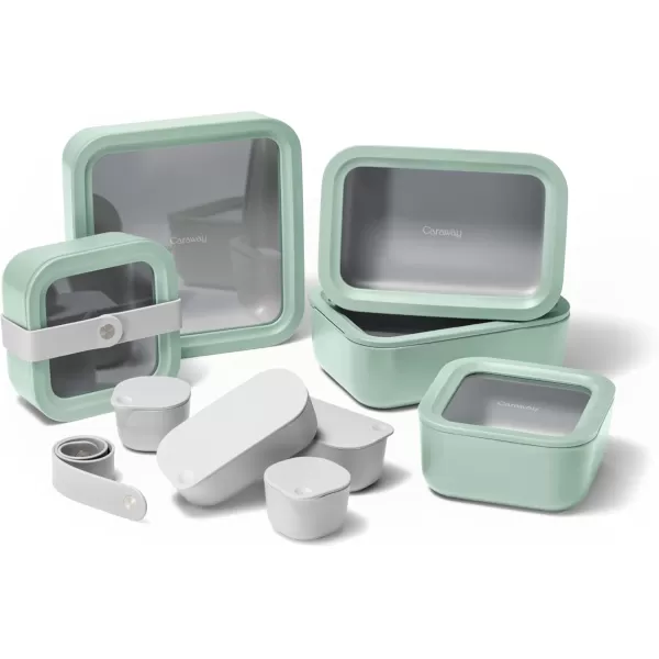 imageCaraway Glass Food Storage 10 Cup Glass Container  Ceramic Coated Food Container  Easy to Store Non Toxic Non Stick Lunch Box Container with Glass Lids Dishwasher Oven ampamp Microwave Safe  MistMist