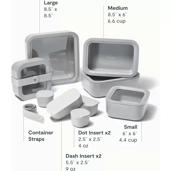 imageCaraway Glass Food Storage 10 Cup Glass Container  Ceramic Coated Food Container  Easy to Store Non Toxic Non Stick Lunch Box Container with Glass Lids Dishwasher Oven ampamp Microwave Safe  MistGray