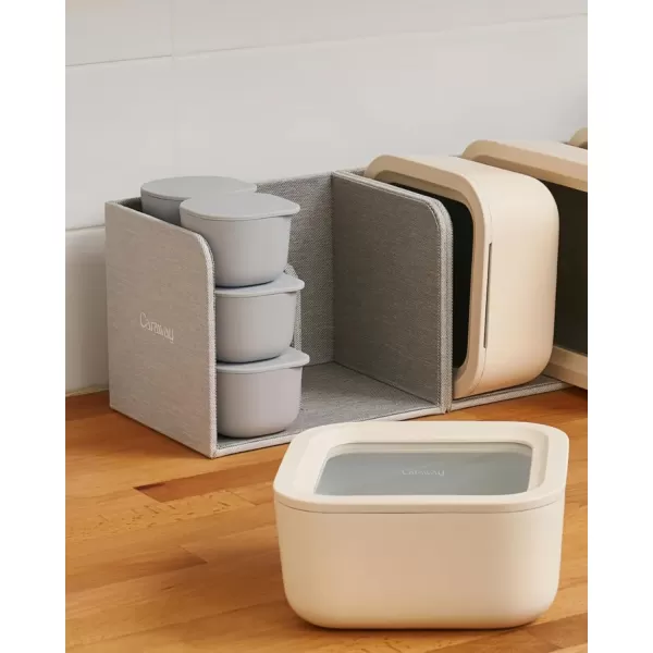 imageCaraway Glass Food Storage 10 Cup Glass Container  Ceramic Coated Food Container  Easy to Store Non Toxic Non Stick Lunch Box Container with Glass Lids Dishwasher Oven ampamp Microwave Safe  MistGray