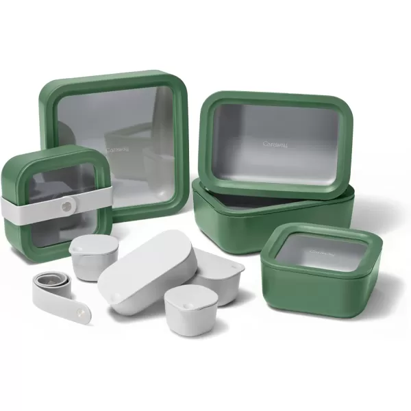 imageCaraway Glass Food Storage 10 Cup Glass Container  Ceramic Coated Food Container  Easy to Store Non Toxic Non Stick Lunch Box Container with Glass Lids Dishwasher Oven ampamp Microwave Safe  MistSage