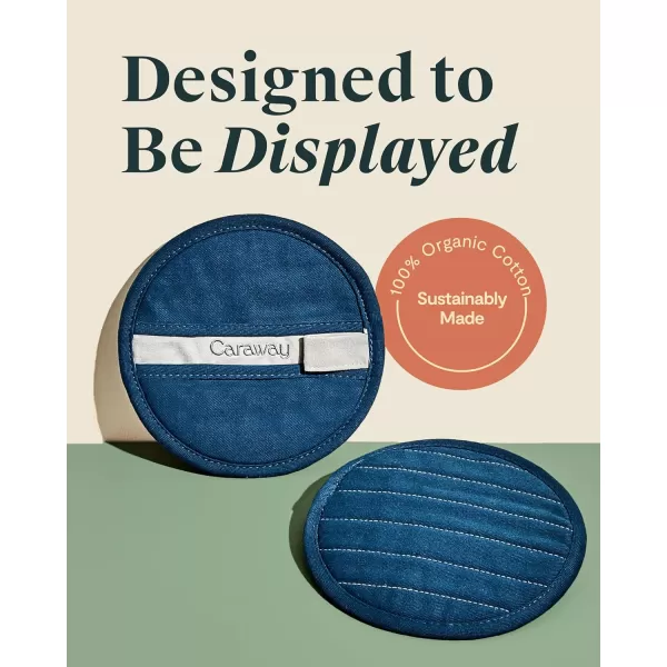imageCaraway Linen Pot Holders  100 Organic Cotton Pot Holder  DoubleLayer Stain Resistant Stitching  Resists High Heat ampamp Low Cold Temperatures  Machine Washable  PerracottaNavy