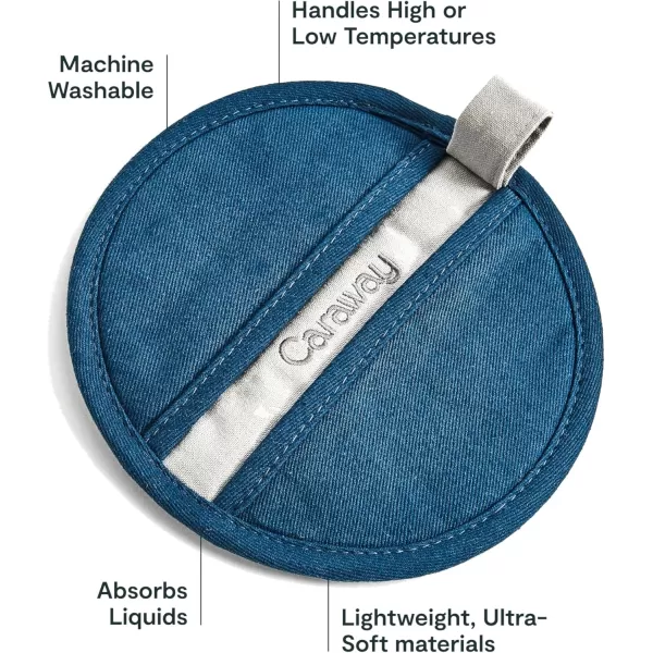 imageCaraway Linen Pot Holders  100 Organic Cotton Pot Holder  DoubleLayer Stain Resistant Stitching  Resists High Heat ampamp Low Cold Temperatures  Machine Washable  PerracottaNavy