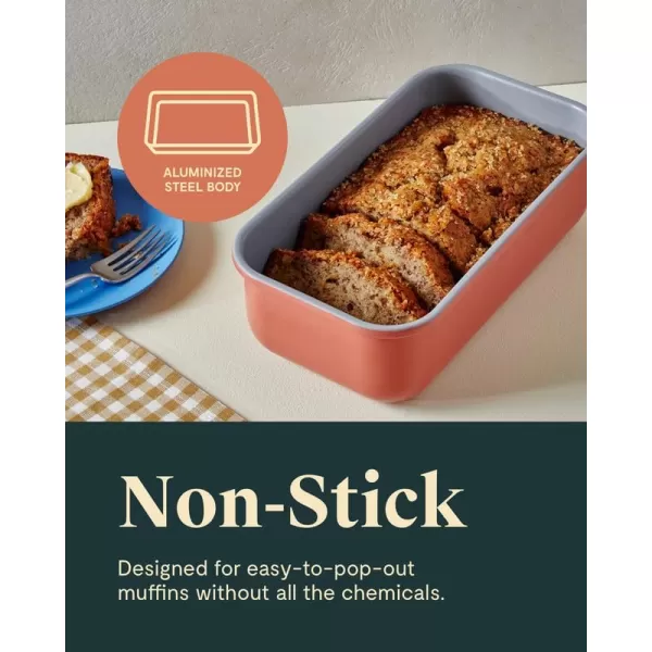 imageCaraway NonStick Ceramic 1 lb Loaf Pan  Naturally Slick Ceramic Coating  NonToxic PTFE ampamp PFOA Free  Perfect for Pound Cakes Breads ampamp More  SagePerracotta