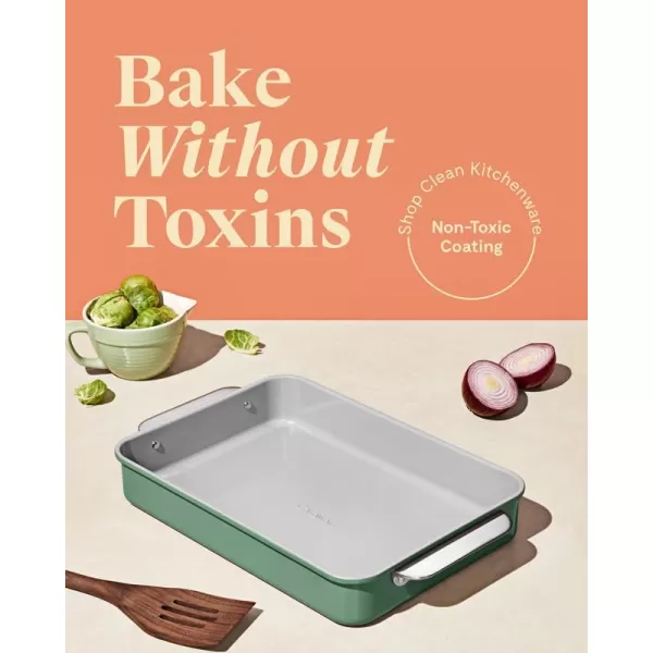 imageCaraway NonStick Ceramic 9x13 Rectangle Pan  Naturally Slick Ceramic Coating  NonToxic PTFE ampamp PFOA Free  Perfect for Brownies Lasagnas and More  WhiteWhite