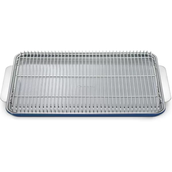 imageCaraway NonStick Ceramic Baking Sheet  Naturally Slick Ceramic Coating  NonToxic PTFE ampamp PFOA Free  Perfect for Baking Roasting and More  Medium 15quot x 10quot  CreamNavy