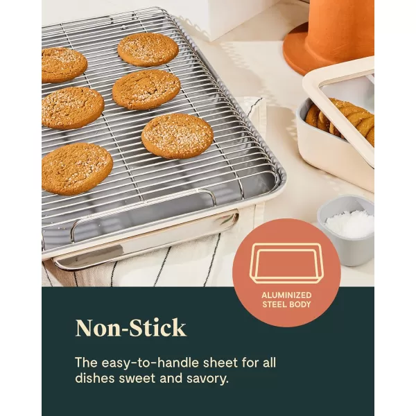 imageCaraway NonStick Ceramic Baking Sheet  Naturally Slick Ceramic Coating  NonToxic PTFE ampamp PFOA Free  Perfect for Baking Roasting and More  Medium 15quot x 10quot  CreamPerracotta