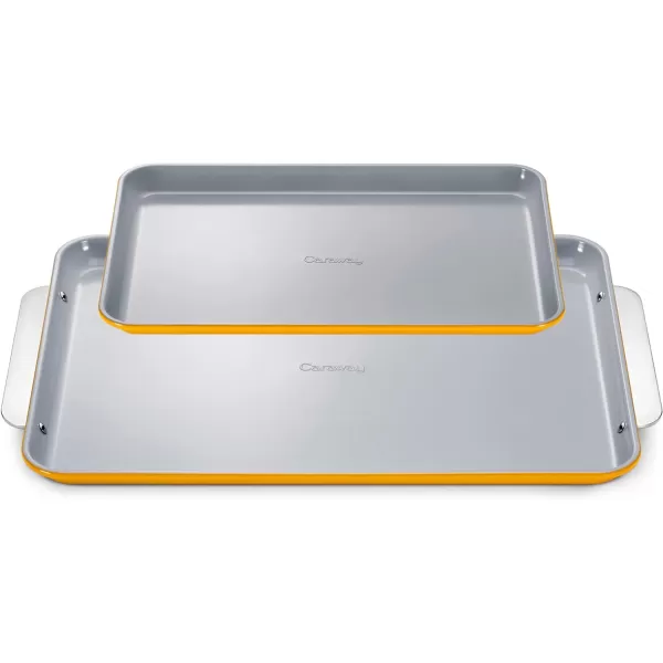 imageCaraway NonStick Ceramic Baking Sheet  Naturally Slick Ceramic Coating  NonToxic PTFE ampamp PFOA Free  Perfect for Baking Roasting and More  Medium 15quot x 10quot  CreamMarigold