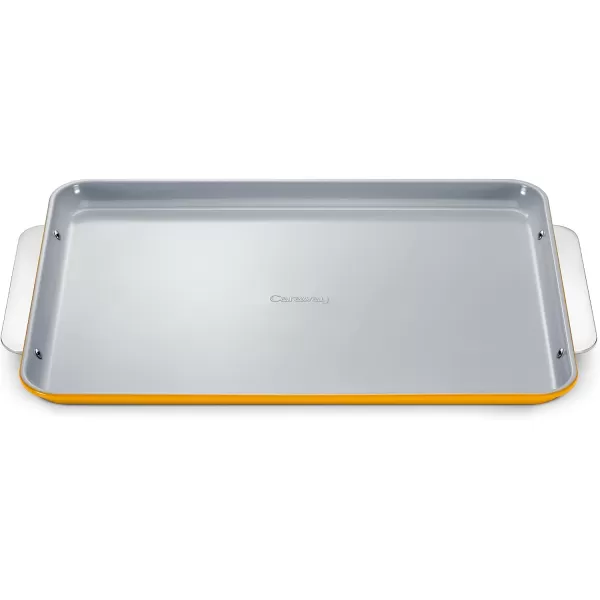 imageCaraway NonStick Ceramic Baking Sheet  Naturally Slick Ceramic Coating  NonToxic PTFE ampamp PFOA Free  Perfect for Baking Roasting and More  Medium 15quot x 10quot  CreamMarigold