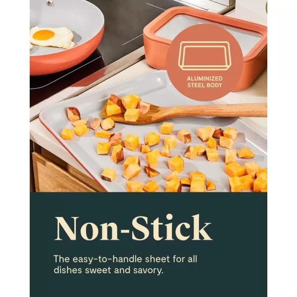 imageCaraway NonStick Ceramic Baking Sheet  Naturally Slick Ceramic Coating  NonToxic PTFE ampamp PFOA Free  Perfect for Baking Roasting and More  Medium 15quot x 10quot  CreamMarigold