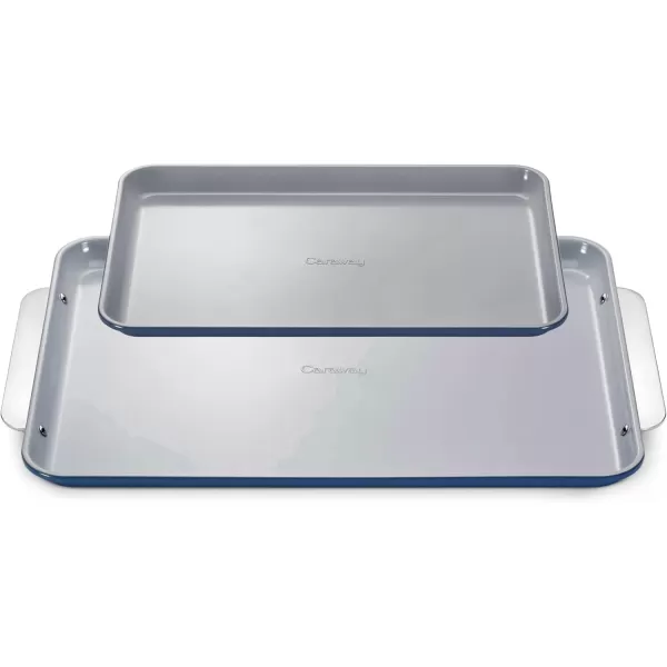 imageCaraway NonStick Ceramic Baking Sheet  Naturally Slick Ceramic Coating  NonToxic PTFE ampamp PFOA Free  Perfect for Baking Roasting and More  Medium 15quot x 10quot  CreamNavy