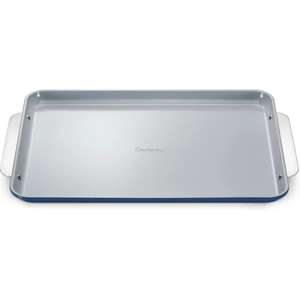 imageCaraway NonStick Ceramic Baking Sheet  Naturally Slick Ceramic Coating  NonToxic PTFE ampamp PFOA Free  Perfect for Baking Roasting and More  Medium 15quot x 10quot  CreamNavy