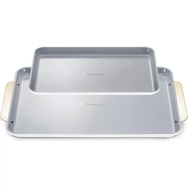 imageCaraway NonStick Ceramic Baking Sheet  Naturally Slick Ceramic Coating  NonToxic PTFE ampamp PFOA Free  Perfect for Baking Roasting and More  Medium 15quot x 10quot  CreamWhite