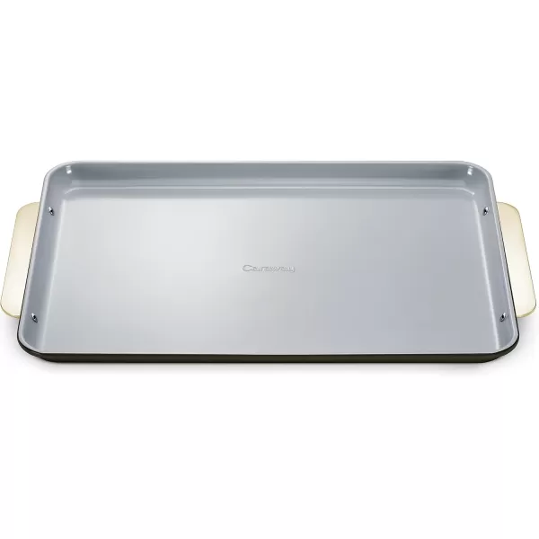 imageCaraway NonStick Ceramic Baking Sheet  Naturally Slick Ceramic Coating  NonToxic PTFE ampamp PFOA Free  Perfect for Baking Roasting and More  Medium 15quot x 10quot  CreamBlack