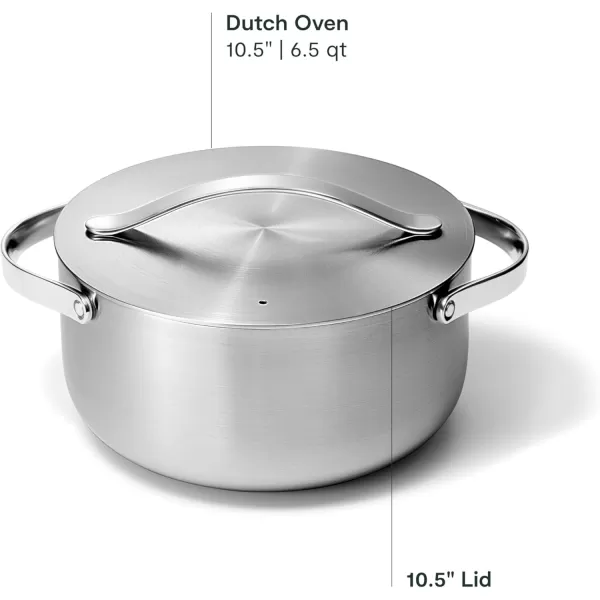 imageCaraway Stainless Steel Dutch Oven 45 Qt  5Ply Stainless Steel  Oven Safe ampamp Stovetop Agnostic  Non Toxic PTFE ampamp PFOA Free