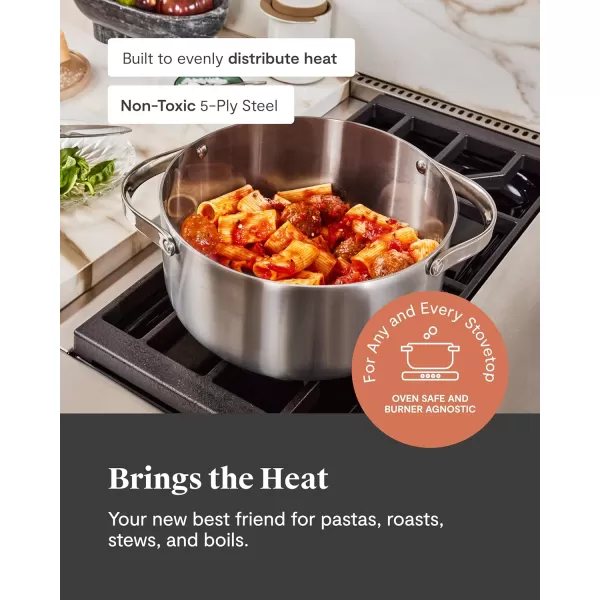 imageCaraway Stainless Steel Dutch Oven 45 Qt  5Ply Stainless Steel  Oven Safe ampamp Stovetop Agnostic  Non Toxic PTFE ampamp PFOA Free