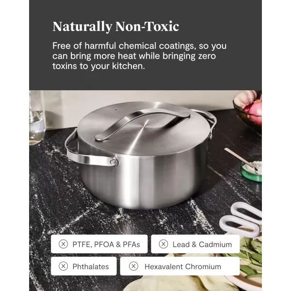 imageCaraway Stainless Steel Dutch Oven 45 Qt  5Ply Stainless Steel  Oven Safe ampamp Stovetop Agnostic  Non Toxic PTFE ampamp PFOA Free
