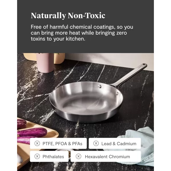 imageCaraway Stainless Steel Fry Pan 27 qt 105quot  5Ply Stainless Steel Pan  Oven Safe ampamp Stovetop Agnostic  Non Toxic PTFE ampamp PFOA Free105 IN