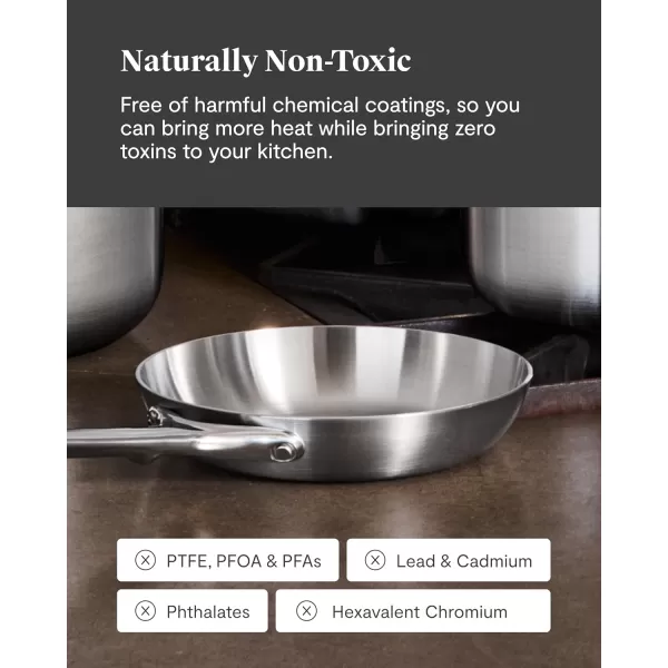 imageCaraway Stainless Steel Fry Pan 27 qt 105quot  5Ply Stainless Steel Pan  Oven Safe ampamp Stovetop Agnostic  Non Toxic PTFE ampamp PFOA Free8 IN